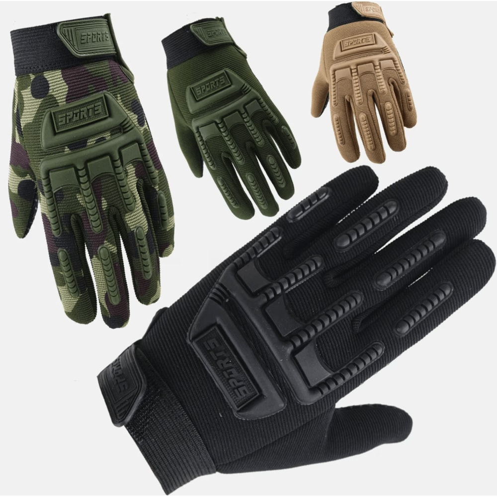 Kids Tactical Full Finger Cycling Gloves AntiSlip Knuckle Protection Outdoor Gloves 0