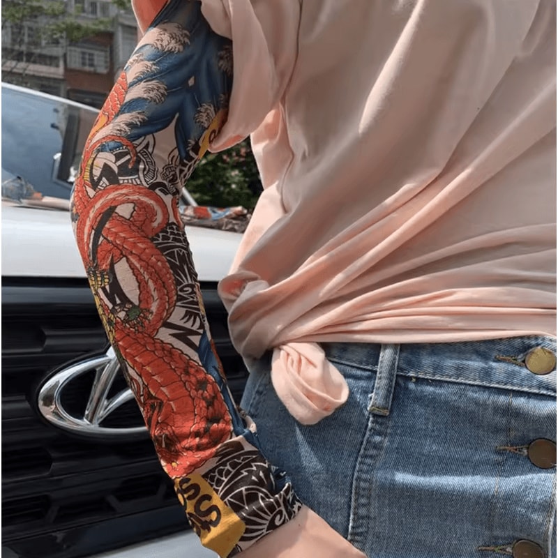6Piece Cooling Tattoo Arm Sleeves UV Sun Protection Breathable Stretch Covers 0