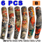 6Piece Cooling Tattoo Arm Sleeves UV Sun Protection Breathable Stretch Covers 4