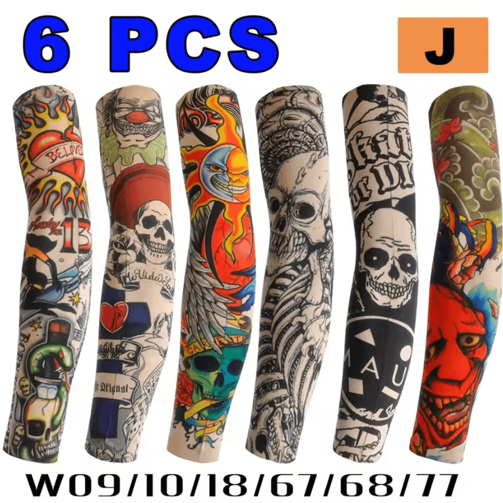 6Piece Cooling Tattoo Arm Sleeves UV Sun Protection Breathable Stretch Covers 11
