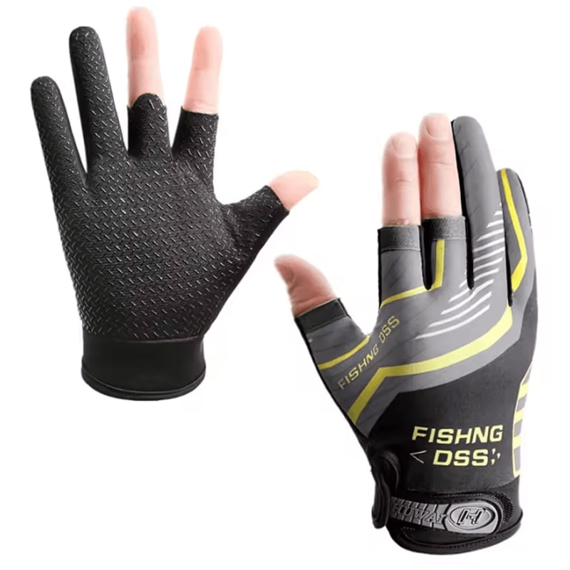 Mens 3Finger Cut Fishing Cycling Gloves Breathable AntiSlip Sun Protection Gear 0