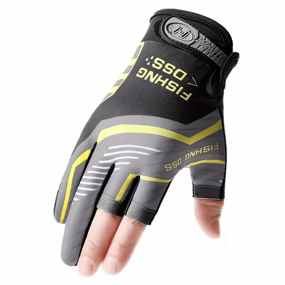 Mens 3Finger Cut Fishing Cycling Gloves Breathable AntiSlip Sun Protection Gear 3