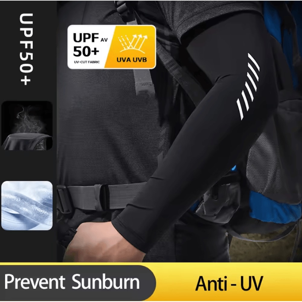 Ice Silk Cooling Arm Sleeves For Men UV Sun Protection Breathable Cycling Sports Covers 0