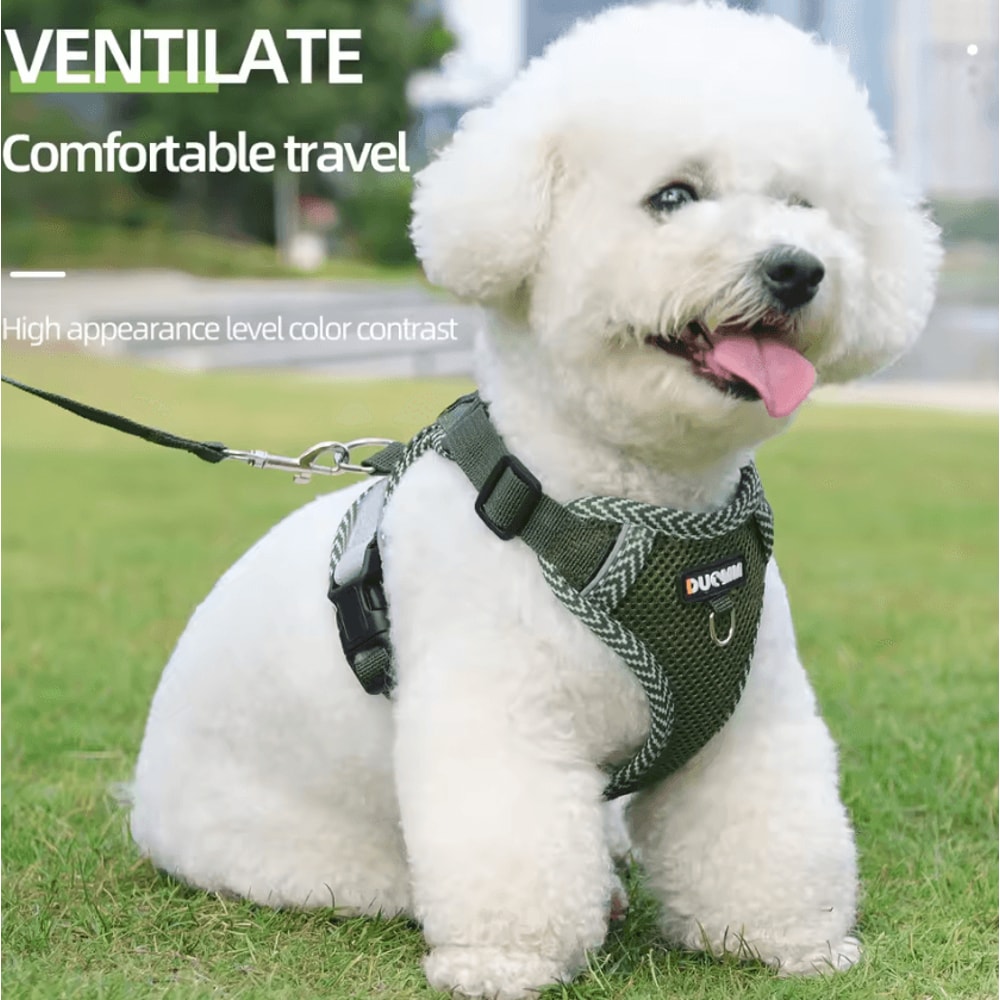 Breathable Mesh Puppy Harness Leash Set Lightweight Adjustable Vest For Small Dogs Cats 0