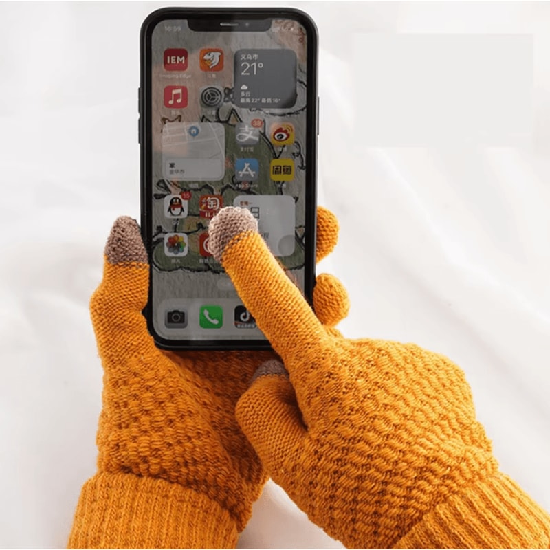 Cute Pineapple Knit Touchscreen Gloves Warm Winter Soft Stretch Gloves For Women 0