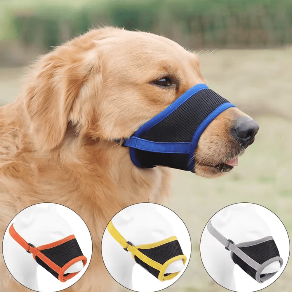 Adjustable Breathable Dog Muzzle Soft Mesh AntiBiting AntiBarking Safety Guard 0