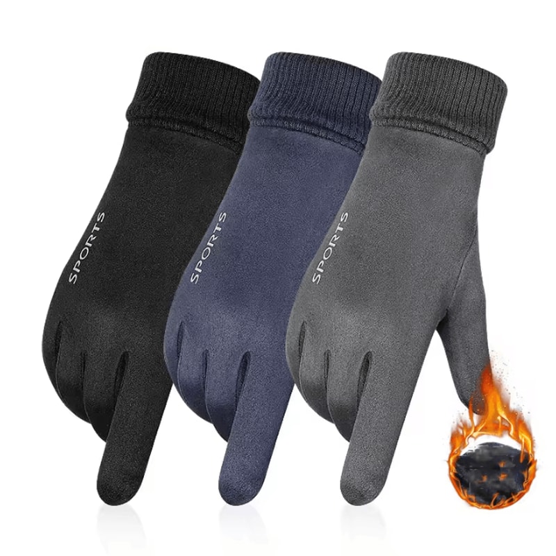Deerskin Suede Winter Touchscreen Gloves Warm FleeceLined Sports Gloves For Men Women 0