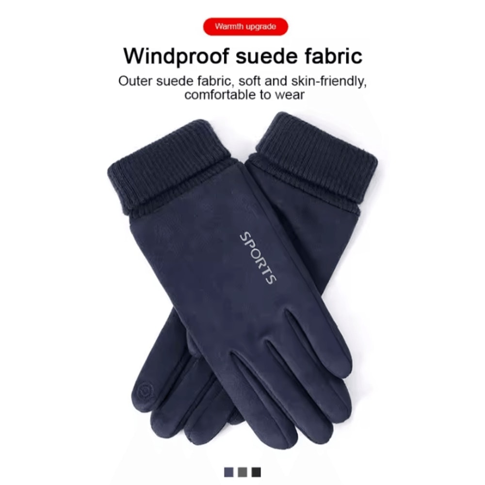 Deerskin Suede Winter Touchscreen Gloves Warm FleeceLined Sports Gloves For Men Women 1