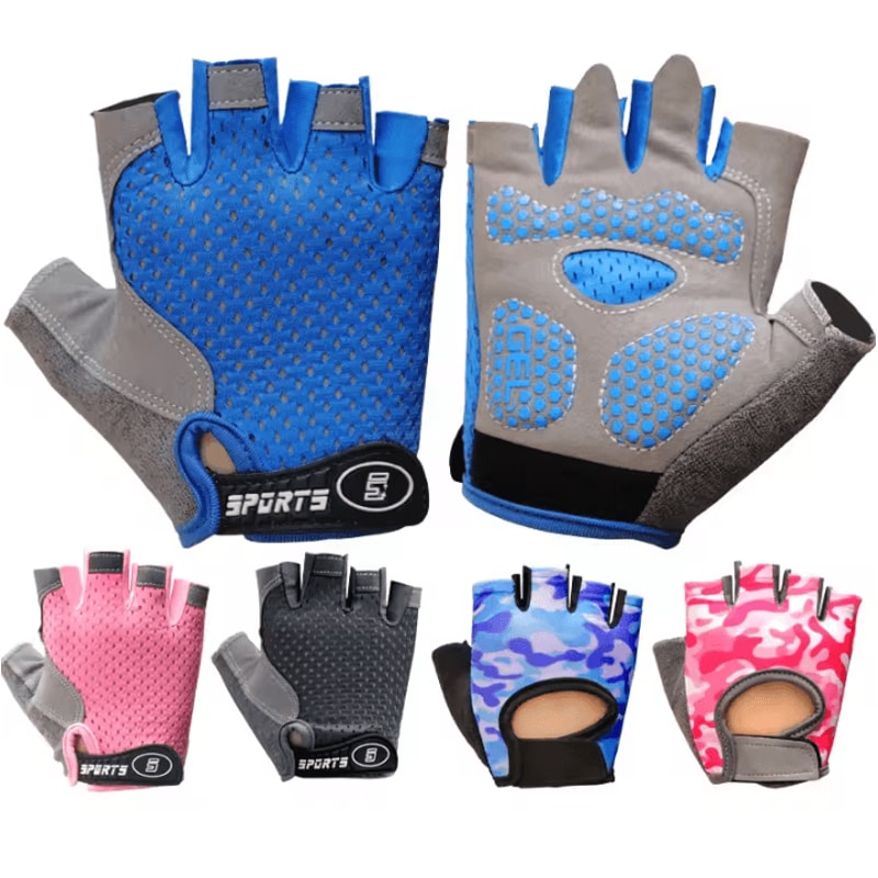 Kids Half Finger Cycling Gloves Breathable AntiSlip Outdoor Sports Gloves For Boys Girls 0