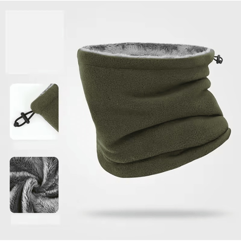 Fleece Winter Neck Gaiter Adjustable Drawstring Warm Plush Face Neck Warmer 4