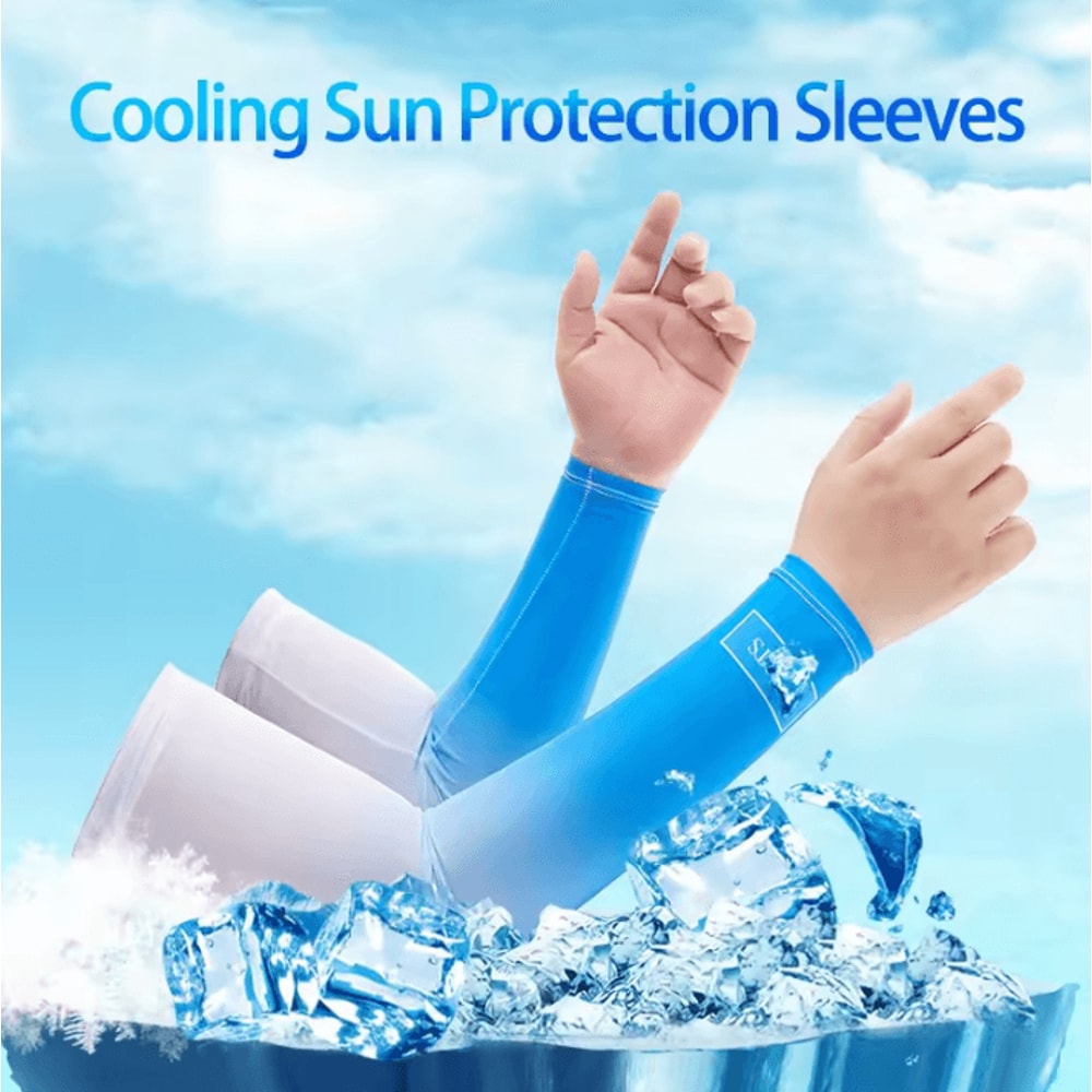 Gradient Ice Silk Arm Sleeves UV Sun Protection Cooling Covers For Men Women 0