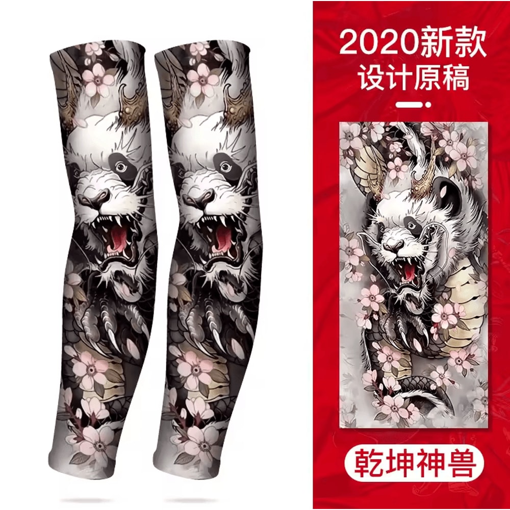 Ice Silk Tattoo Arm Sleeves UV Sun Protection Cooling Covers For Men Women 10