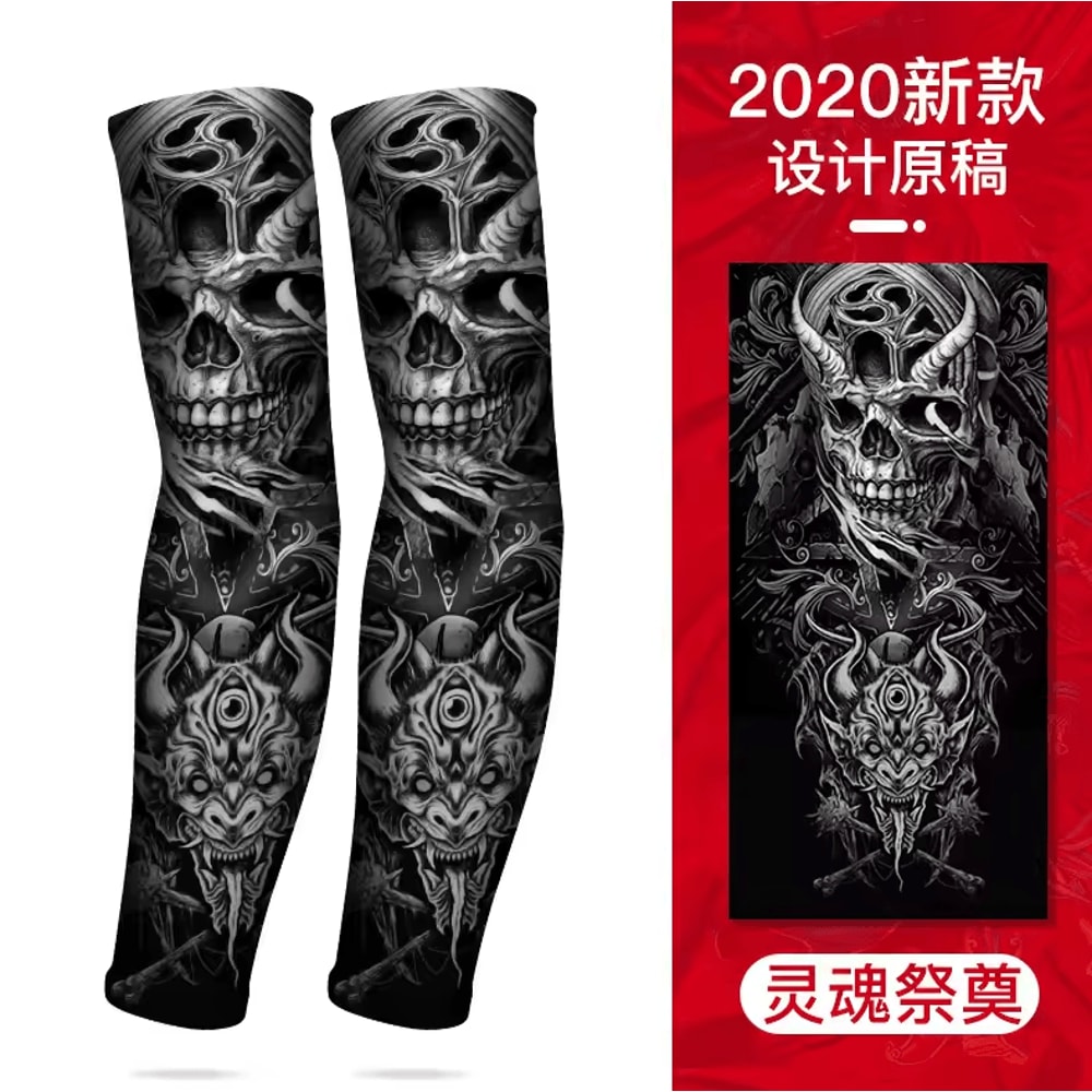 Ice Silk Tattoo Arm Sleeves UV Sun Protection Cooling Covers For Men Women 11