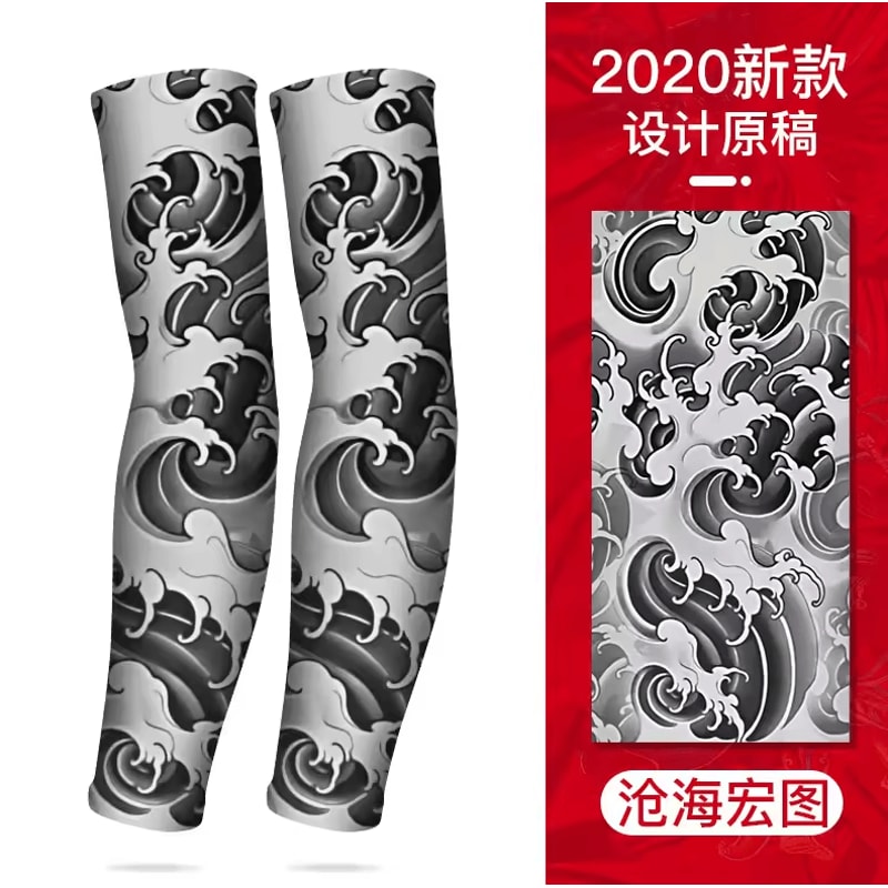 Ice Silk Tattoo Arm Sleeves UV Sun Protection Cooling Covers For Men Women 4