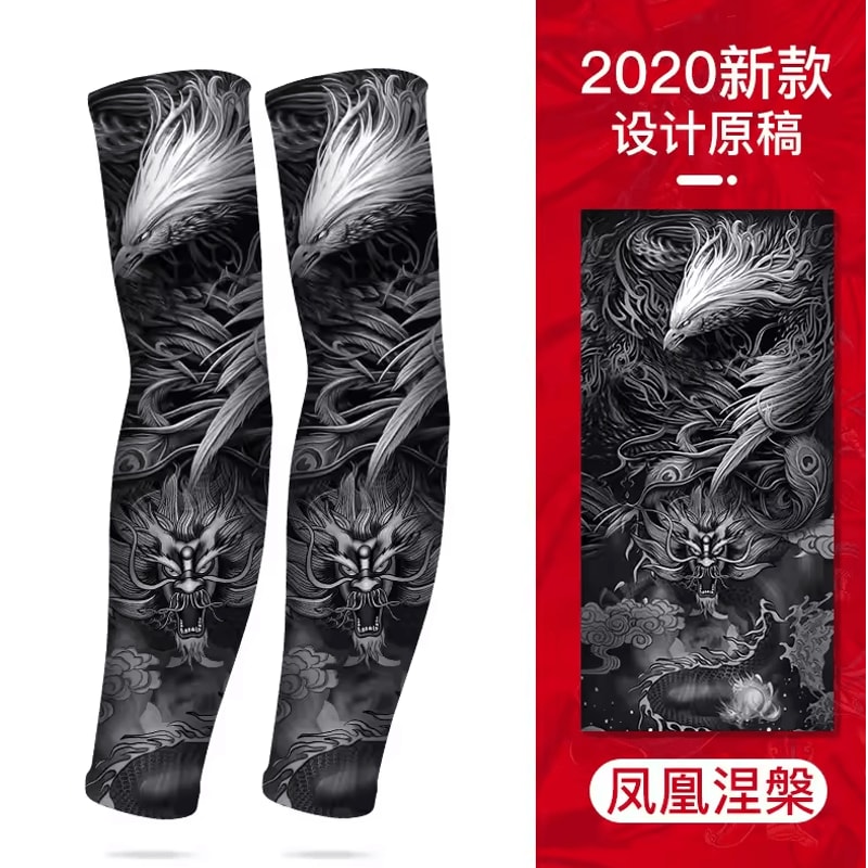 Ice Silk Tattoo Arm Sleeves UV Sun Protection Cooling Covers For Men Women 5