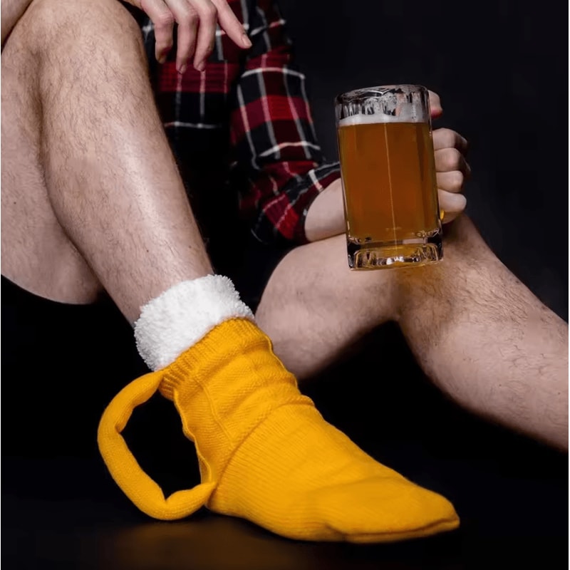 Beer Mug Knitted Socks Cozy Warm Funny Novelty MidCalf Socks For Men Women 1