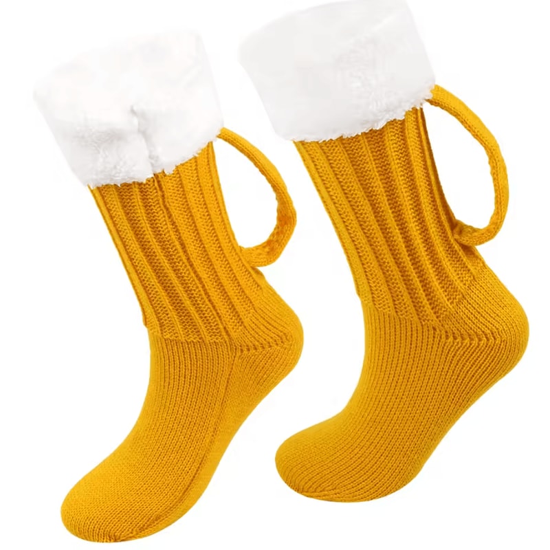 Beer Mug Knitted Socks Cozy Warm Funny Novelty MidCalf Socks For Men Women 2