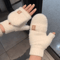 Womens Fuzzy FlipTop Gloves Warm Plush Touchscreen Fingerless Mittens With Cute Design 0
