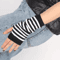 Striped Knit Arm Warmers Fingerless Cosplay Punk Gloves For Women Kids 0