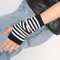 Striped Knit Arm Warmers Fingerless Cosplay Punk Gloves For Women Kids 0