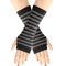 Striped Knit Arm Warmers Fingerless Cosplay Punk Gloves For Women Kids 1