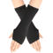Striped Knit Arm Warmers Fingerless Cosplay Punk Gloves For Women Kids 3
