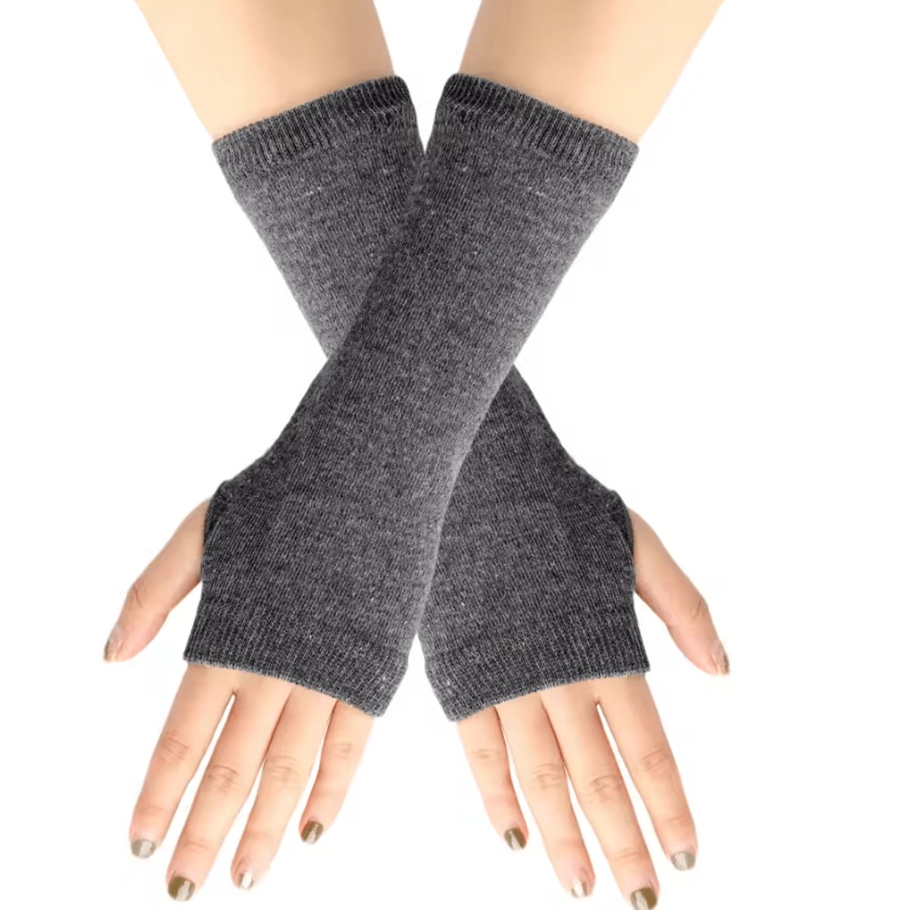 Striped Knit Arm Warmers Fingerless Cosplay Punk Gloves For Women Kids 4