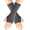 Striped Knit Arm Warmers Fingerless Cosplay Punk Gloves For Women Kids 4