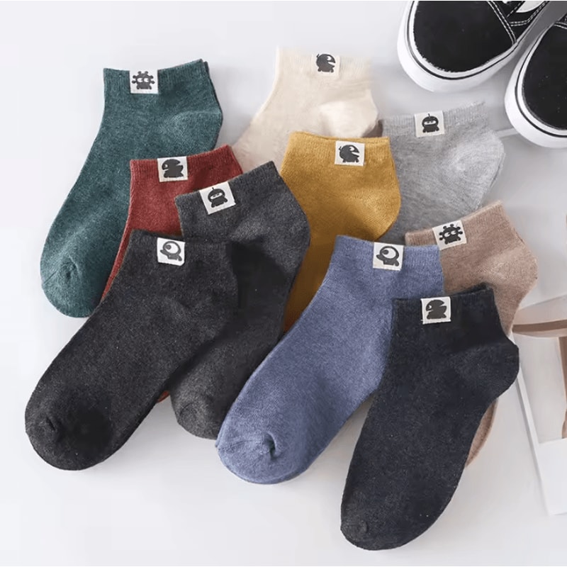 10Pack Vintage Cotton Ankle Socks Funny Alien Design Breathable Short Socks For Men 0