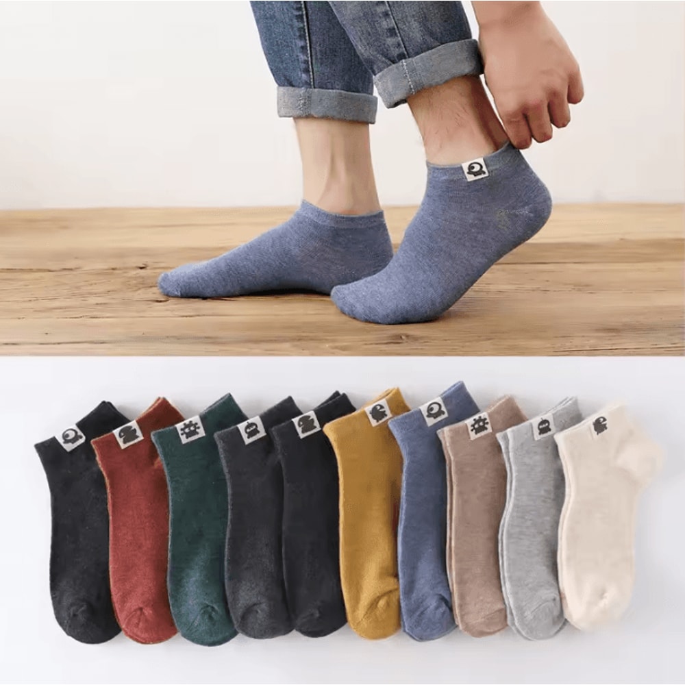 10Pack Vintage Cotton Ankle Socks Funny Alien Design Breathable Short Socks For Men 1