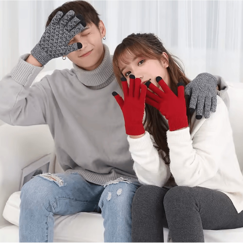Elastic Knit Winter Gloves Warm AntiSlip Touchscreen Driving Gloves For Men Women 1