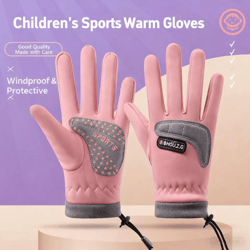 kids winter drawstring gloves – warm anti-slip outdoor cycling & play gloves for boys & girls