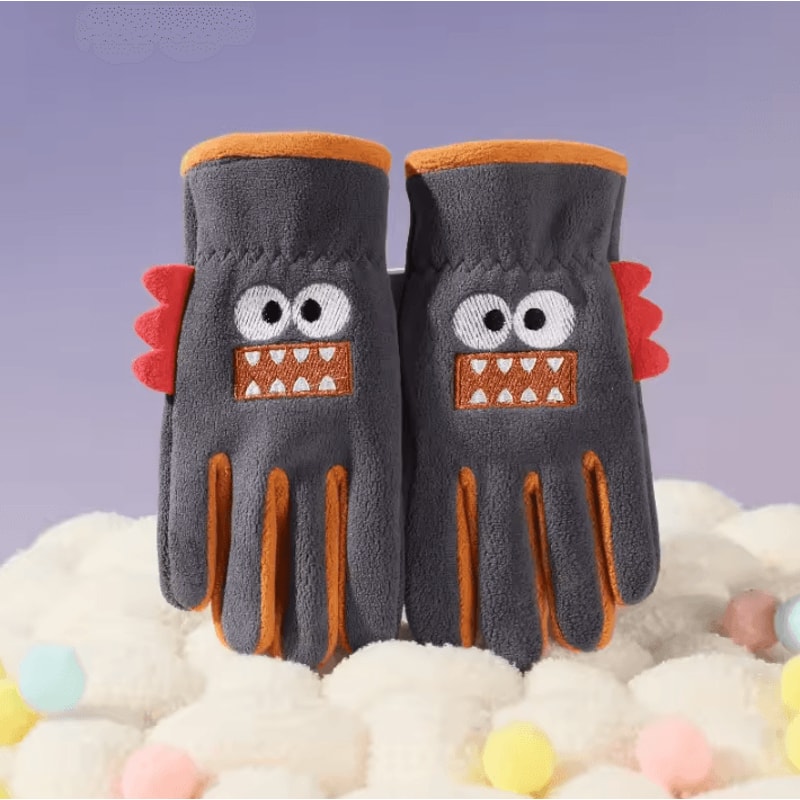 Cute Cartoon Kids Winter Gloves Warm Fleece AntiSlip Outdoor Cycling Gloves For Boys Girls 1