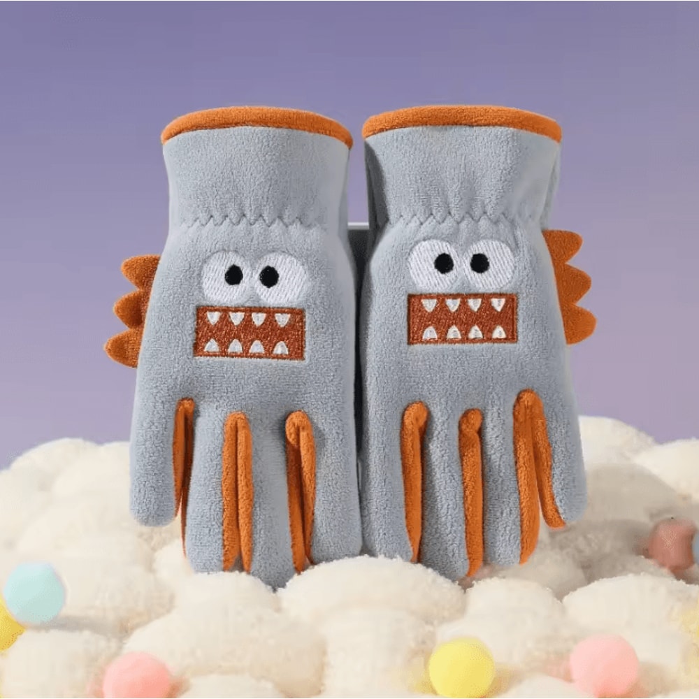 Cute Cartoon Kids Winter Gloves Warm Fleece AntiSlip Outdoor Cycling Gloves For Boys Girls 6