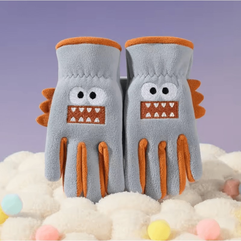 Cute Cartoon Kids Winter Gloves Warm Fleece AntiSlip Outdoor Cycling Gloves For Boys Girls 6