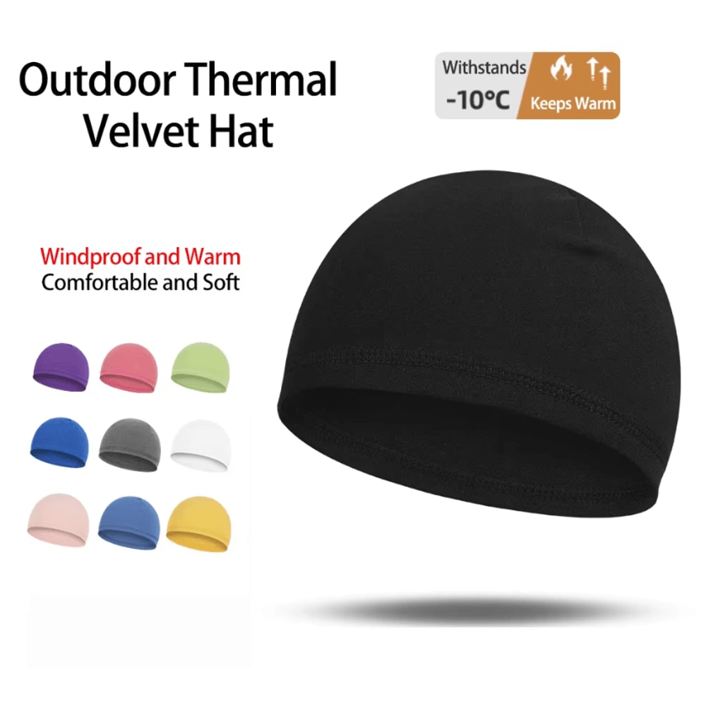 Velvet Thermal Beanie Soft Fleece Windproof Stretch Cap For Cycling Outdoor Use 0