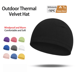 velvet thermal beanie – soft fleece windproof stretch cap for cycling & outdoor use