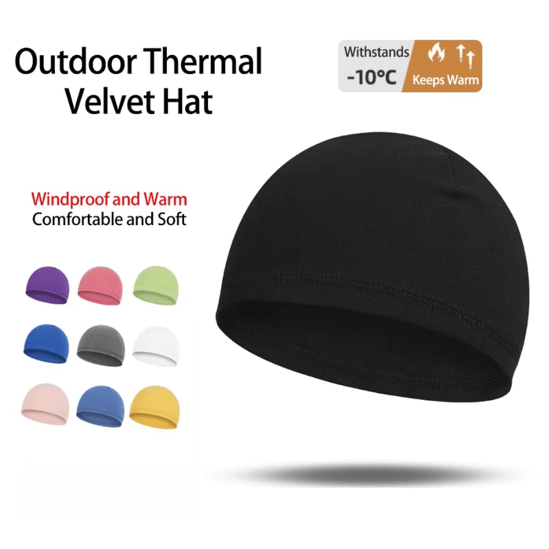 Velvet Thermal Beanie Soft Fleece Windproof Stretch Cap For Cycling Outdoor Use 0