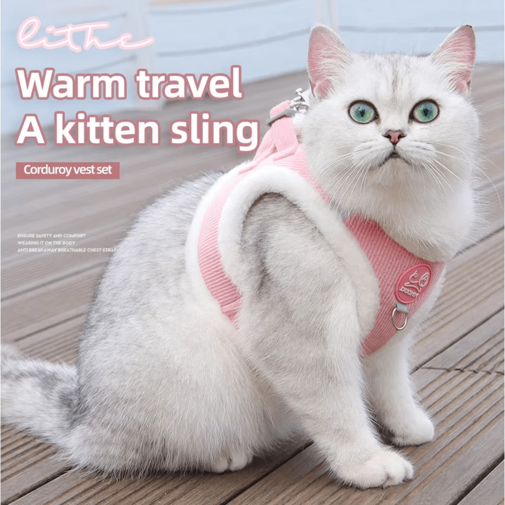 CozyShield Reflective Pet Harness Vest With Leash For Cats Small Dogs 0