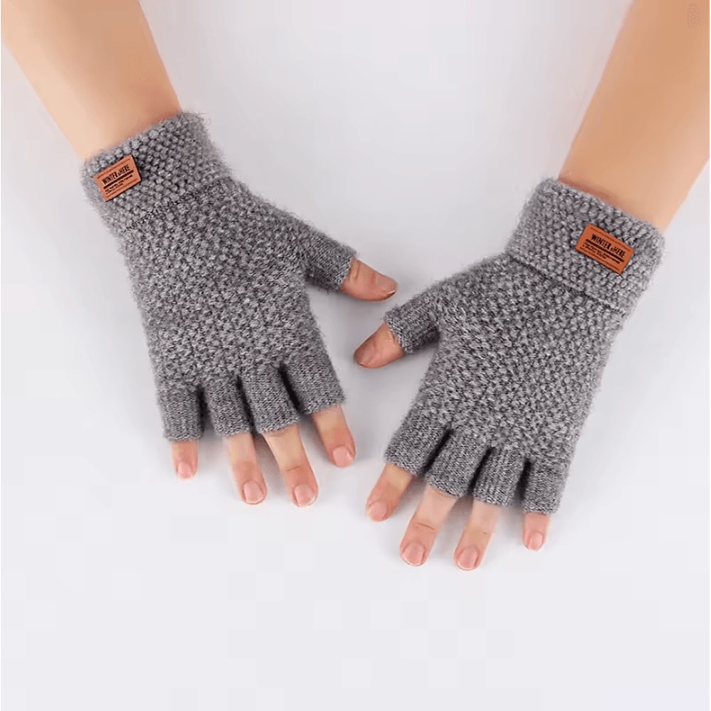 AlpacaTherm Knit Fingerless Gloves For Men Warm Thermal Driving Work Gloves 1