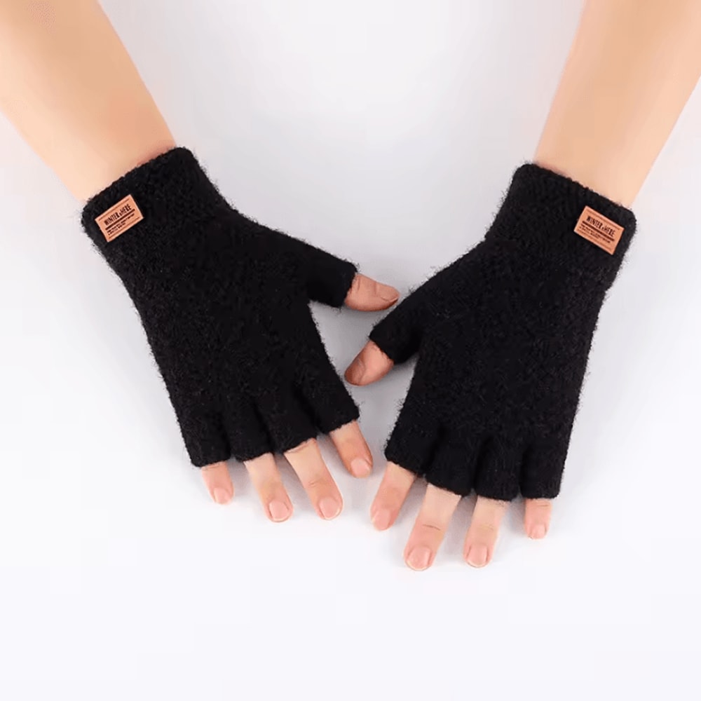 AlpacaTherm Knit Fingerless Gloves For Men Warm Thermal Driving Work Gloves 2