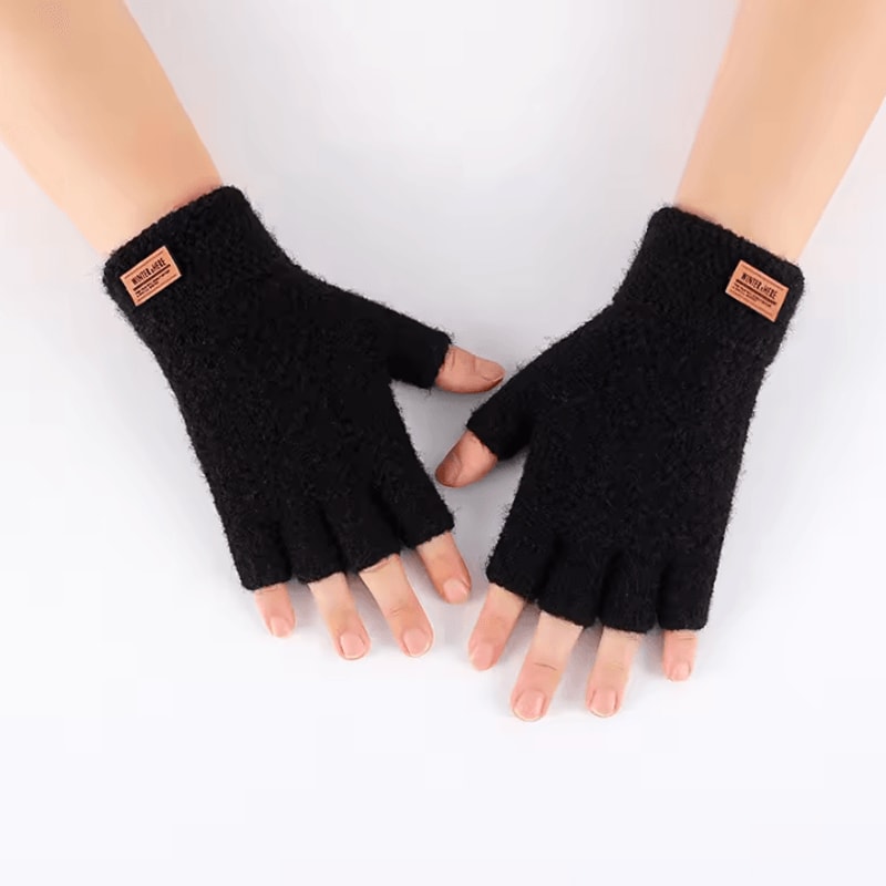 AlpacaTherm Knit Fingerless Gloves For Men Warm Thermal Driving Work Gloves 2
