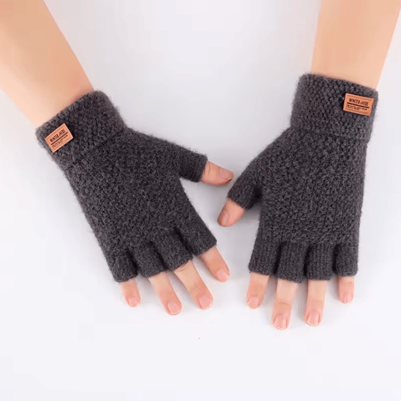 AlpacaTherm Knit Fingerless Gloves For Men Warm Thermal Driving Work Gloves 4