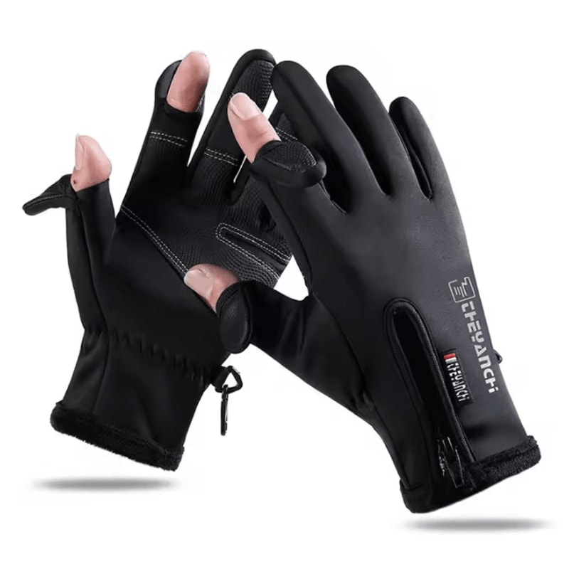 FrostGrip Waterproof Touchscreen Cycling Gloves With Thermal Fleece Zipper Fit 0