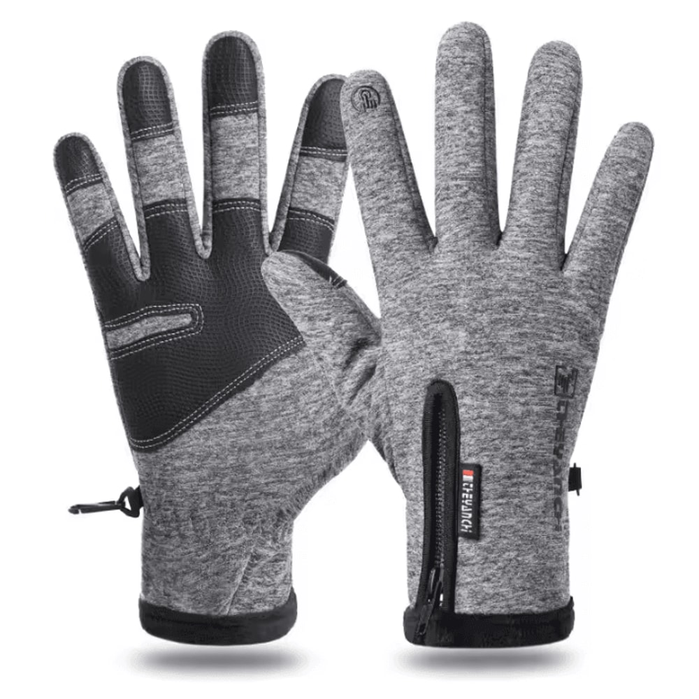 FrostGrip Waterproof Touchscreen Cycling Gloves With Thermal Fleece Zipper Fit 2