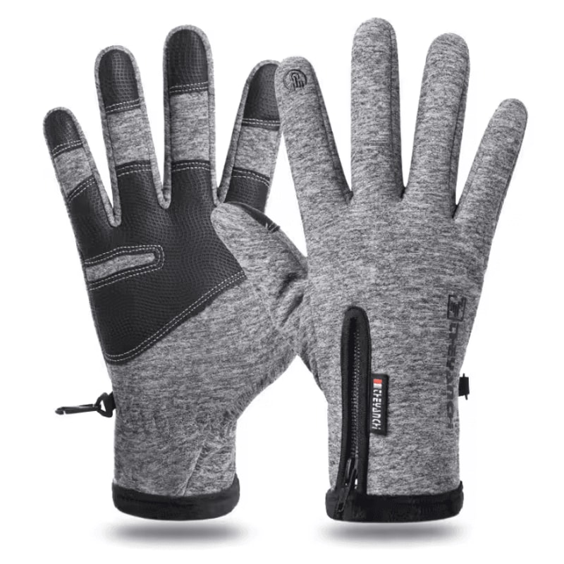 FrostGrip Waterproof Touchscreen Cycling Gloves With Thermal Fleece Zipper Fit 2