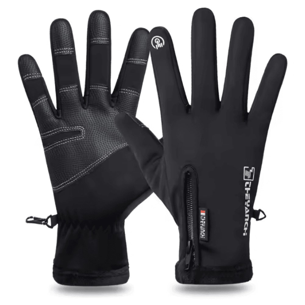 FrostGrip Waterproof Touchscreen Cycling Gloves With Thermal Fleece Zipper Fit 3