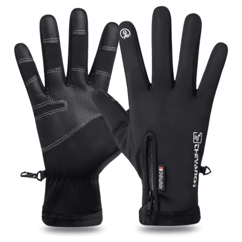 FrostGrip Waterproof Touchscreen Cycling Gloves With Thermal Fleece Zipper Fit 3