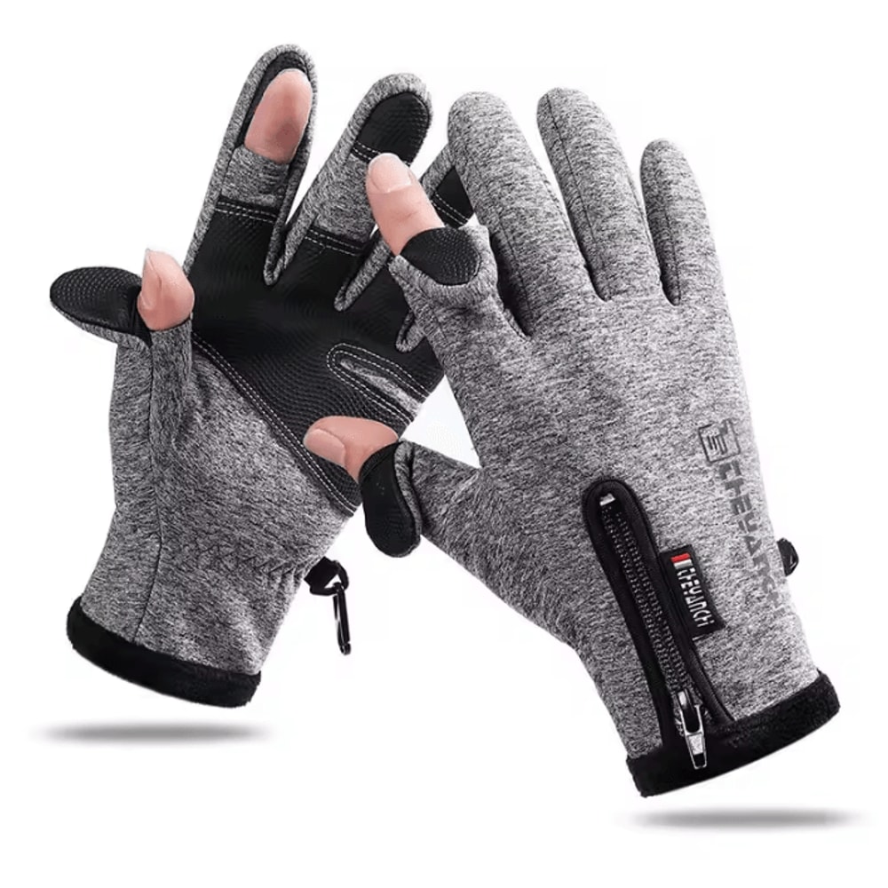 FrostGrip Waterproof Touchscreen Cycling Gloves With Thermal Fleece Zipper Fit 5