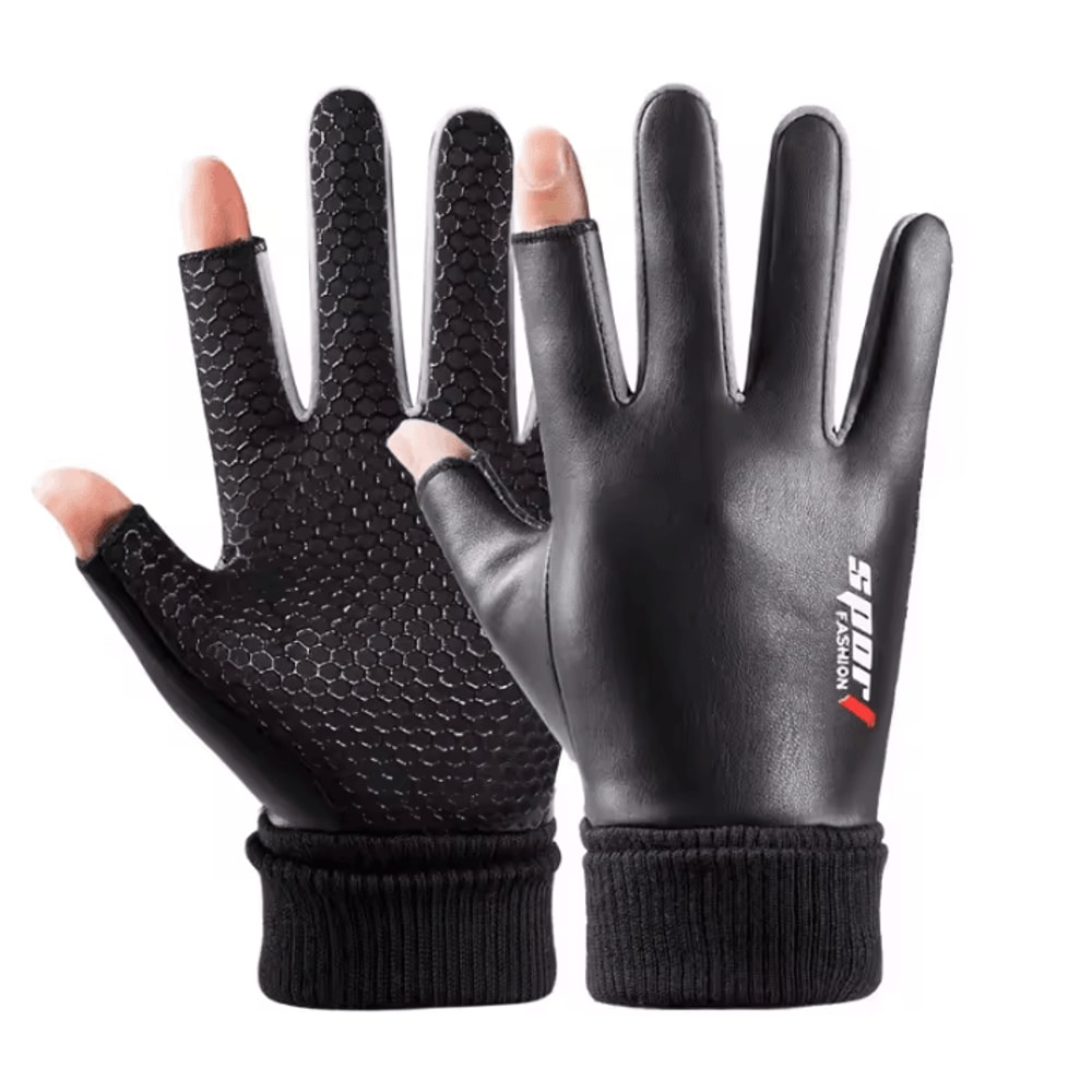 GripFlex PU Leather Fingerless Cycling Gloves Waterproof Windproof Thermal Riding Gloves 4